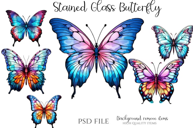 PSD stained glass butterfly psd