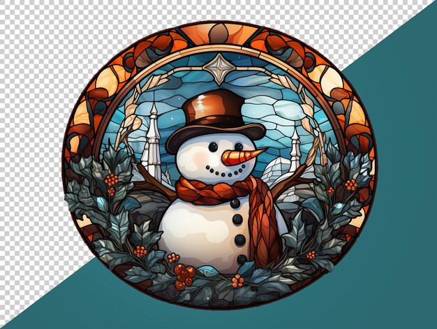 PSD stained glass snowman image with transparent background