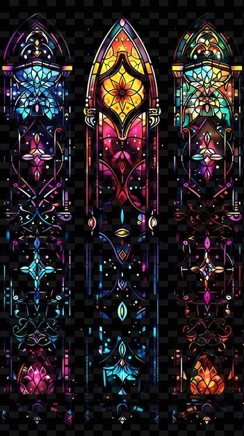 PSD stained glass trellises pixel art with colorful and intricat creative texture y2k neon item designs