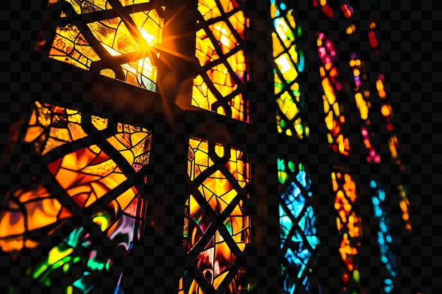 PSD a stained glass window with the sun shining through it