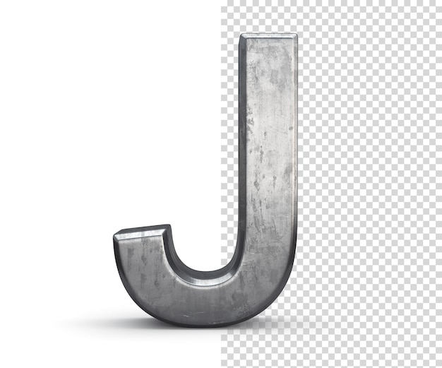 Stained steel letter J 3d rendering