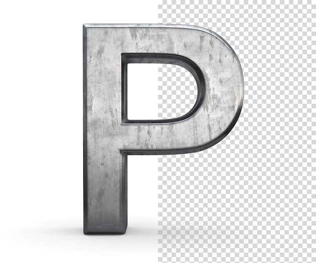 Stained steel letter P 3d rendering