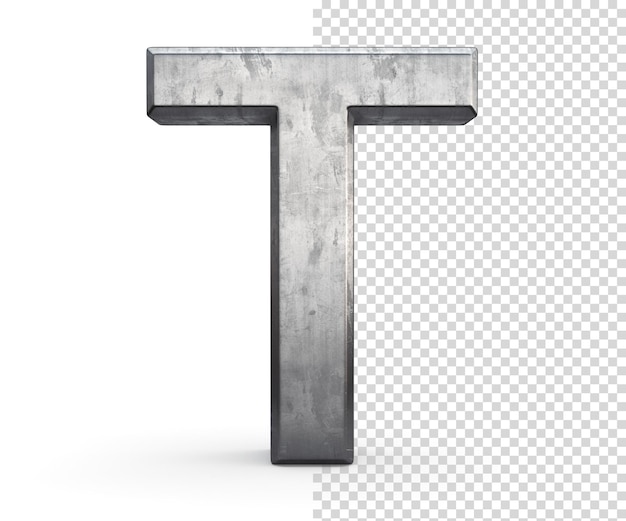 Stained steel letter T 3d rendering