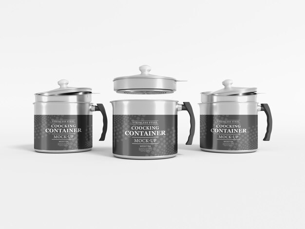 PSD stainless steel cocking container pot mockup