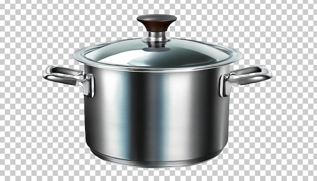 Stainless steel cooking pot isolated on transparent background