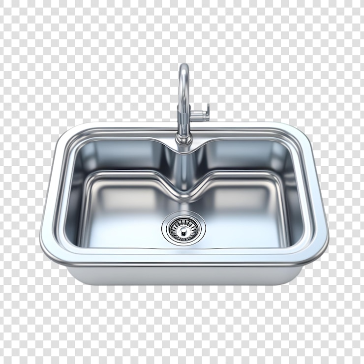 PSD stainless steel kitchen sink top view modern design clean
