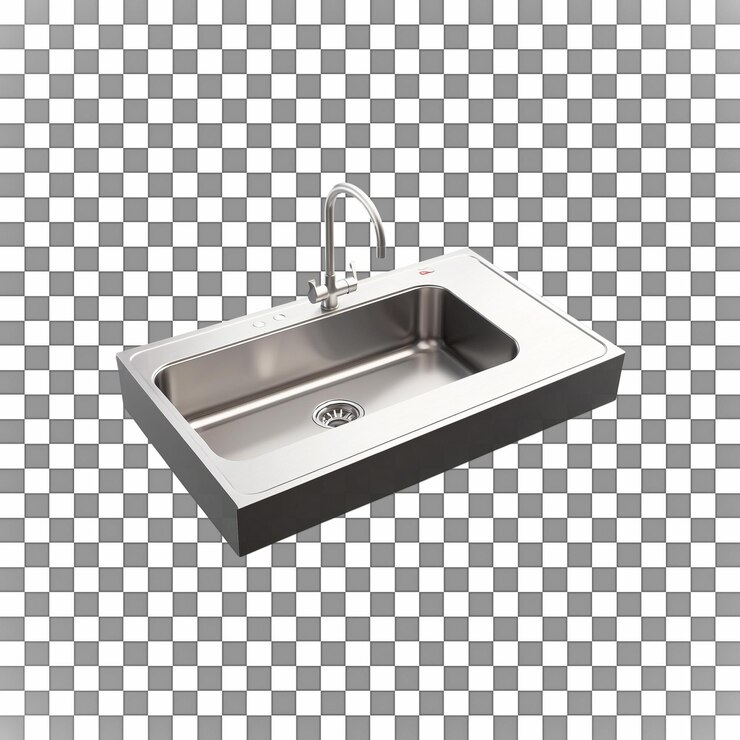 PSD stainless steel kitchen sink with brushed metal finish