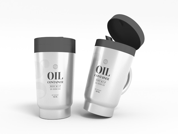 Stainless Steel Oil Container Bottle Mockup