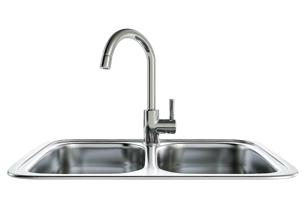 PSD stainless steel sink with two faucets