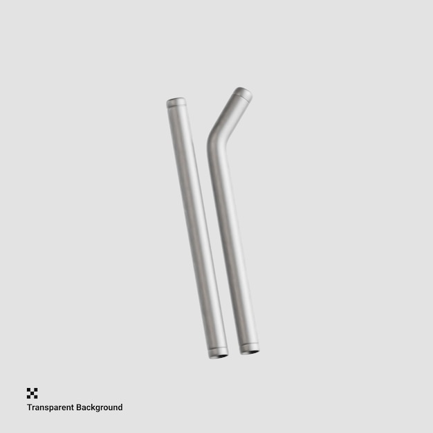 Stainless steel straw 3d icon illustration for earth day