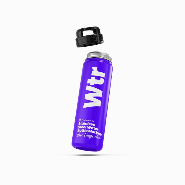 Stainless steel water bottle mockup