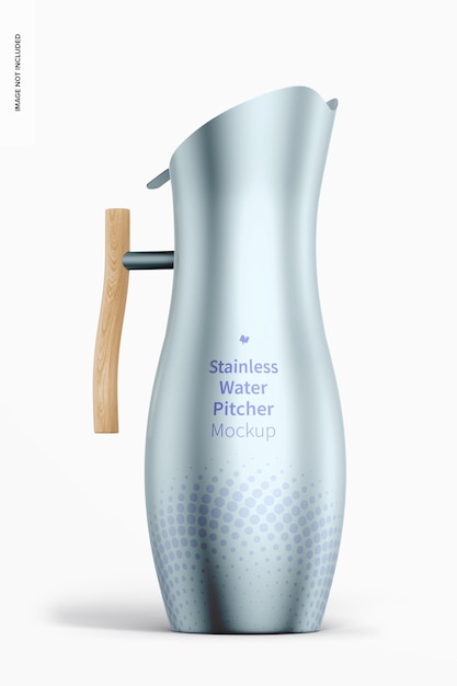 Stainless Water Pitcher Mockup, Front View