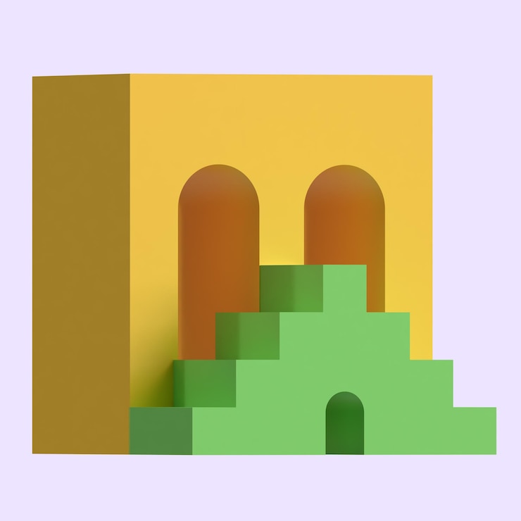 PSD stair scene 3d element