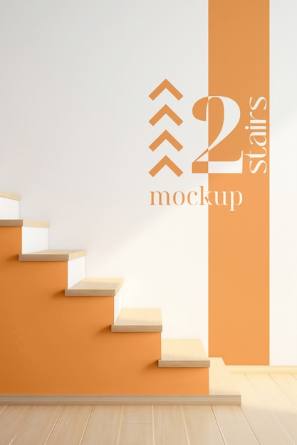 PSD stairs with mockup wall design