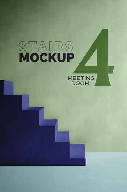 PSD stairs with mockup wall design