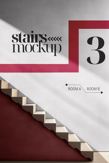 PSD stairs with mockup wall design