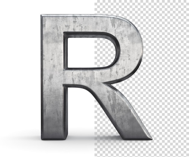 Stalen letter R 3D-rendering