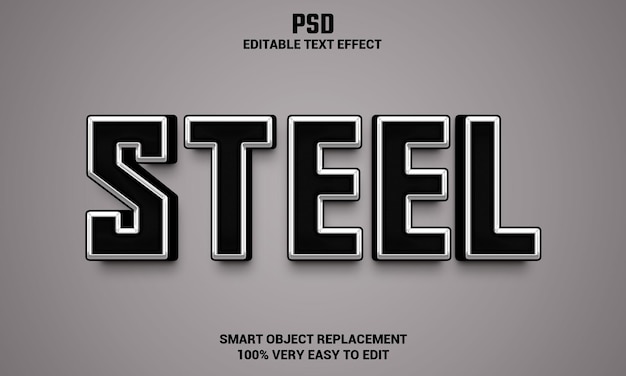 Stalowy Edytowalny Efekt Tekstowy 3d Z Tłem Premium Psd