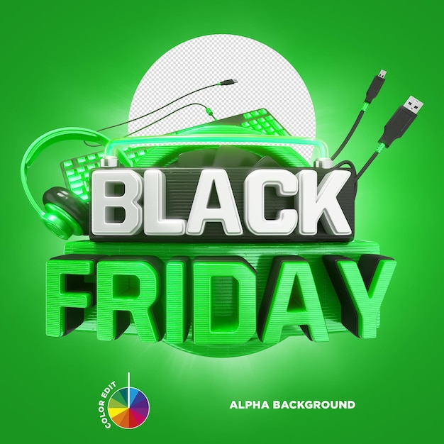 PSD stamp 3d black friday