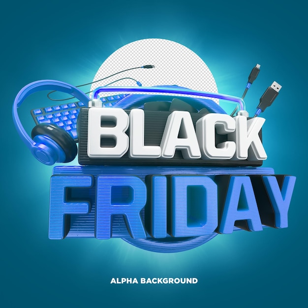 PSD stamp 3d black friday