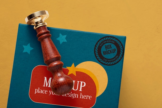 stamp on a box mockup design