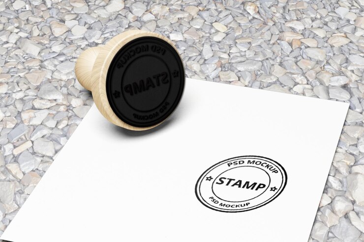 PSD スタンプが押された紙にスタンプのモックアップ