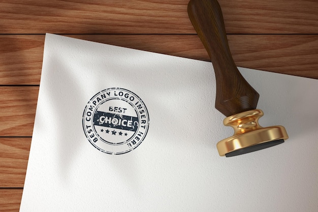 stamp on white paper   mockup template