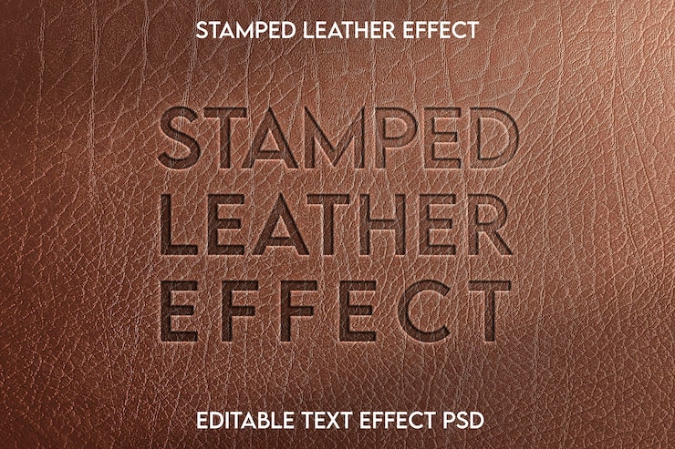 PSD stamped leather effect for text amp logo