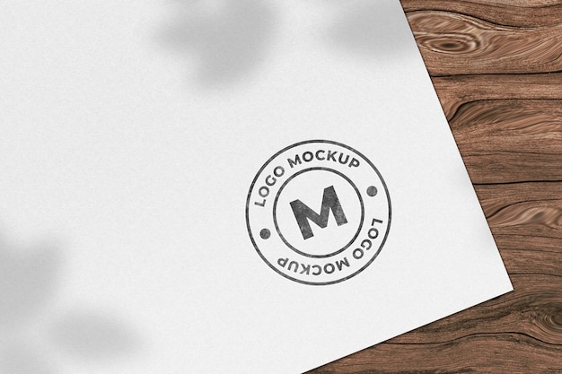 Stamped logo mockup on white paper