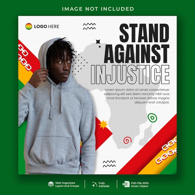 PSD stand against injustice social media banner template