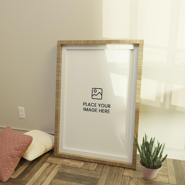 Stand photo frame 3d rendering mockup for presentation gallery