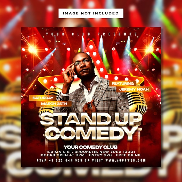 PSD stand up comedy club flyer instagram post template