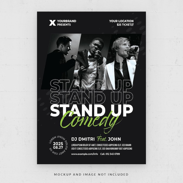 PSD Шаблон флаера stand up comedy night в psd