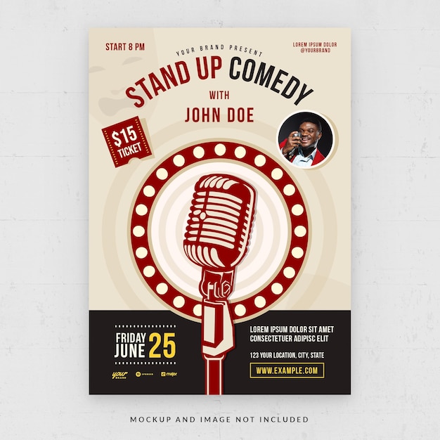 Stand up comedy night flyer template in psd