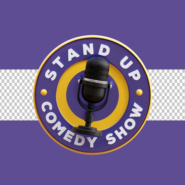 Stand up comedy show badge 3d illustration