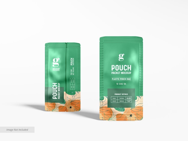 Stand up glossy foil pouch bag packaging mockup