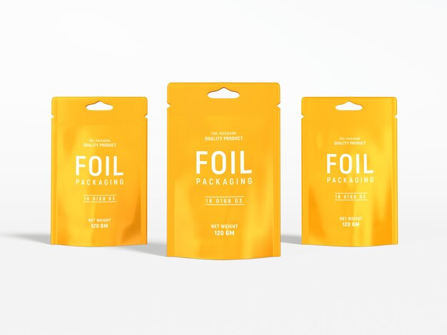 Stand up glossy plastic pouch bag packaging mockup