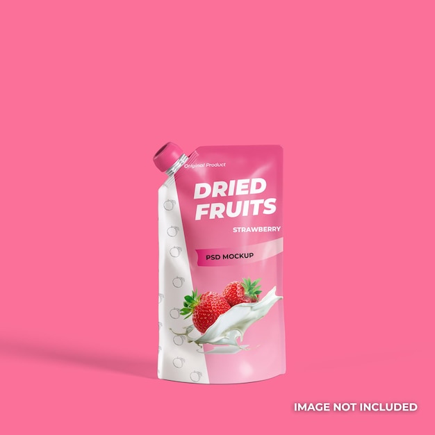 PSD stand up glossy plastic spout pouch juice pack branding mockup