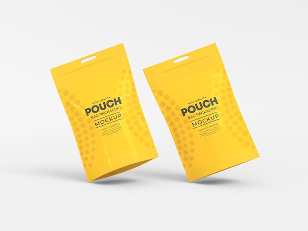 PSD stand up glossy pouch bag mockup