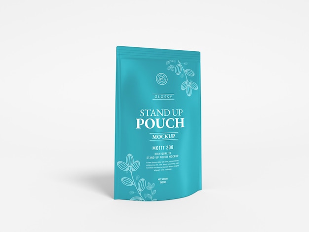 Stand up glossy pouch bag packaging mockup