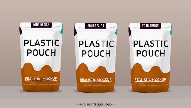 PSD mockup di busta di plastica in piedi per cibo