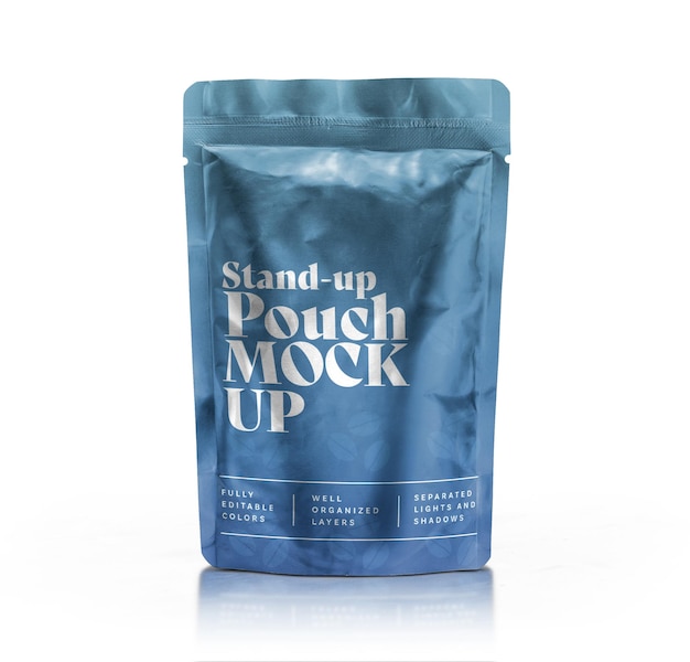 Stand up pouch bag mockup for coffee bag packaging psd template