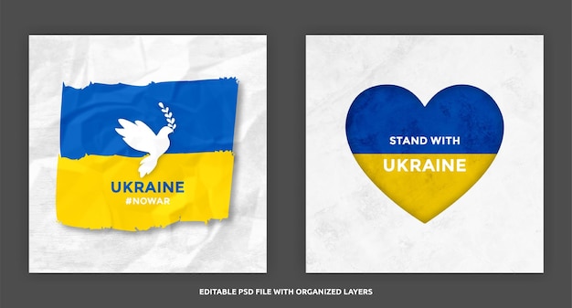 PSD stand with ukraine social media post design template