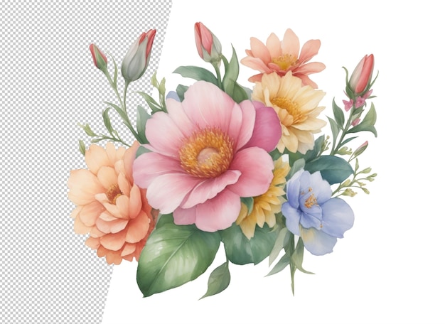 PSD standalone watercolor flora design set