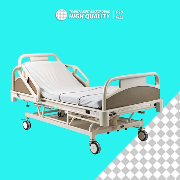 PSD standard hospital bed on transparent background