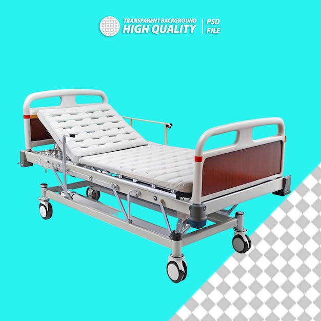 PSD standard hospital bed on transparent background