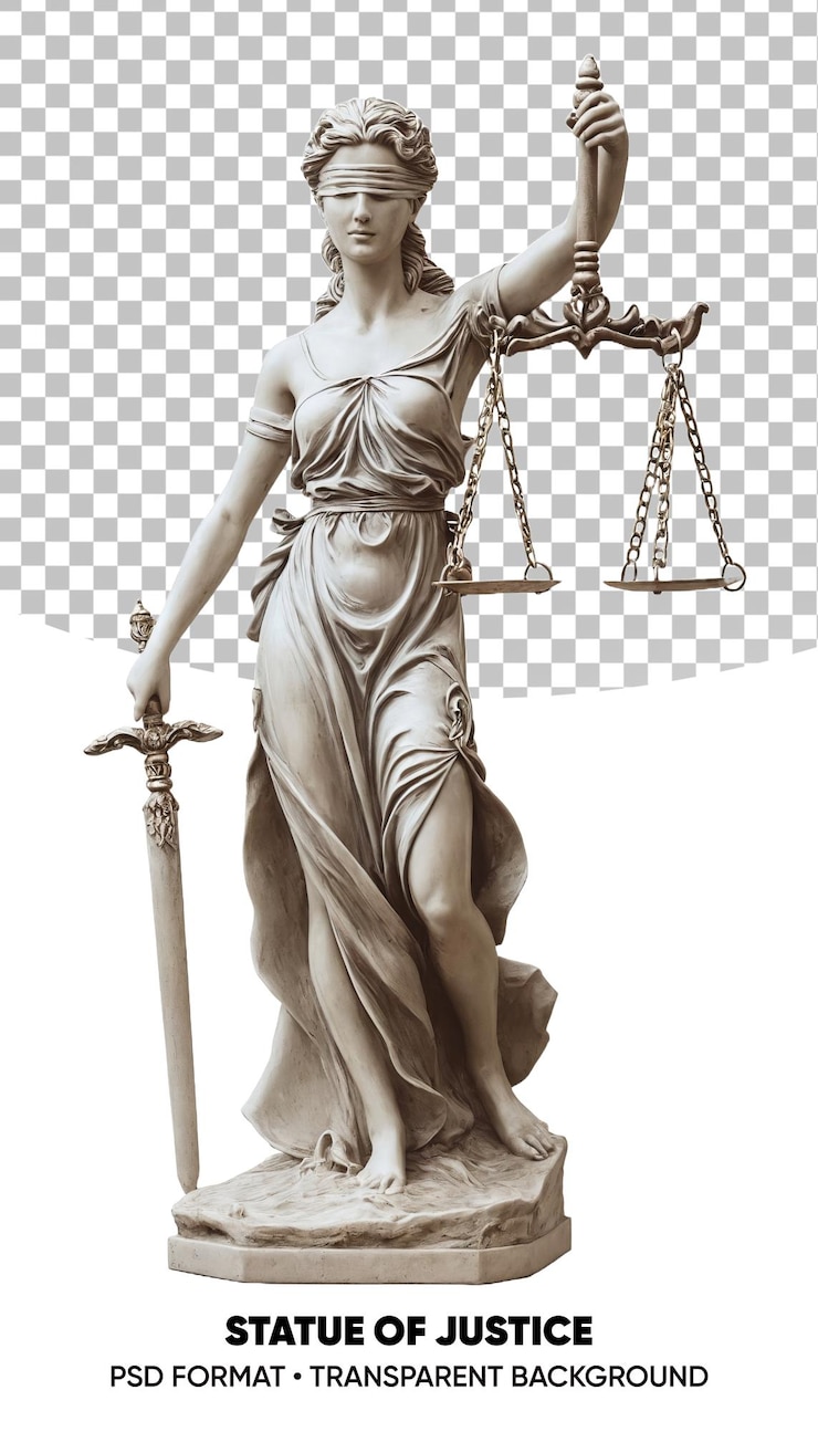 PSD standbeeld van justice lady with scales and sword law png doorzichtige achtergrond
