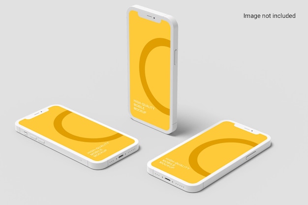 PSD Стоящий и плоский дизайн макета смартфона