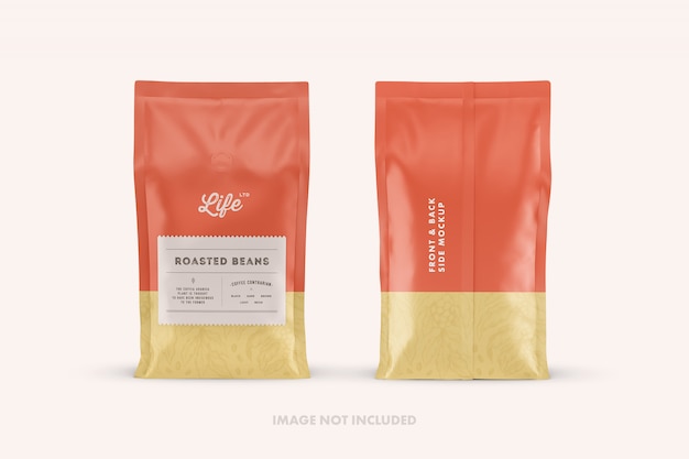 Standing coffee bag package mockups