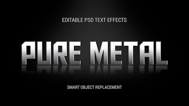 PSD standing metal text effect with reflection